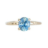 1.34ct Oval Watercolor Blue Sapphire Engagement Ring in 14k Yellow Gold Evergreen Solitaire