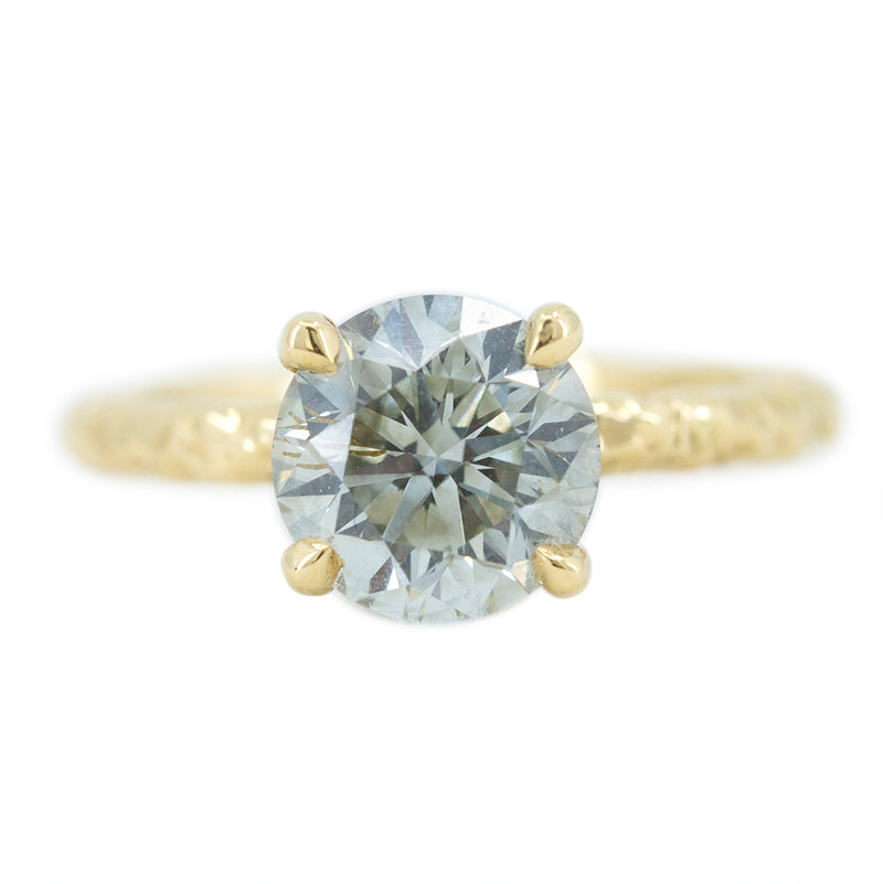 1.59ct Round Grey Diamond Evergreen Solitaire in 18k Yellow Gold