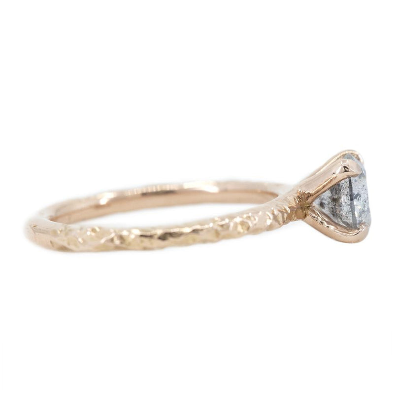 1.04ct Round Salt And Pepper Diamond Evergreen Solitaire In 14k Rose Gold