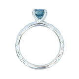 1.18ct Montana Sapphire Ring in White Gold Evergreen Solitaire with Scattered Embedded Diamonds