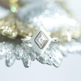 0.64ct Rosecut Diamond and White Onyx Gemstone Halo Ring - White Onyx Art Deco Ring in 14k White Gold