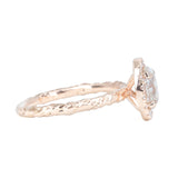 1.03ct Oval Champagne Diamond and White Diamond Evergreen Halo Ring in 14k Rose Gold