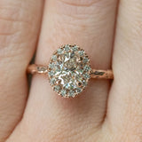 1.03ct Oval Champagne Diamond and White Diamond Evergreen Halo Ring in 14k Rose Gold