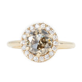 1.85ct GIA Crown Jubilee® Diamond Six Prong Halo Ring in 14k Yellow Gold