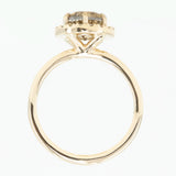 1.85ct GIA Crown Jubilee® Diamond Six Prong Halo Ring in 14k Yellow Gold profile