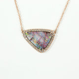 Rose Gold Opal Triangle Diamond Necklace