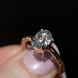 1.28ct Rosecut Oval Salt and Pepper Diamond Low Profile Evergreen Solitaire in 14k Rose Gold