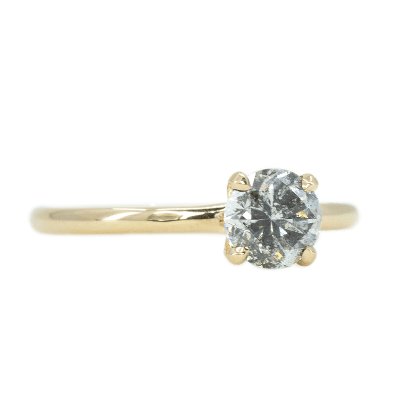 1.01ct Salt and Pepper Diamond Plain Solitaire in 14k Yellow Gold