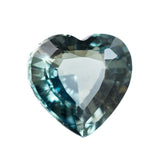 2.02CT HEART SHAPE, MADAGASCAR, SKY BLUE WITH GREENS AND BROWNS, GREYS, GREAT CLARITY, UNHEATED, 7.8X7.9X4.27MM
