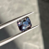 3.00CT CUSHION CUT MADAGASCAR SAPPHIRE, GREY-GREEN TO MERLOT PURPLE RED, 7.82X7.19X5.56MM