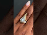 1.25ct GIA Kite Shaped Diamond Halo Platinum Ring and Jacket in 18k Yellow Gold