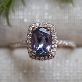 SALE Purple and Blue Tanzanite Diamond Halo Rose Gold Engagement Ring - Tanzanite Engagement Ring  - Mystique Fine Bridal by Anueva