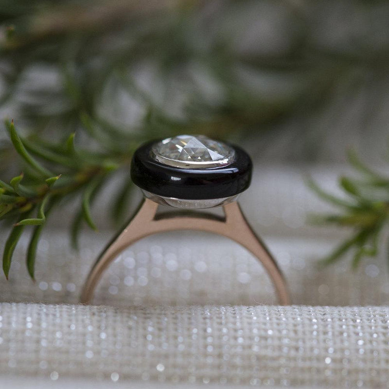 Customizable Onyx and Rosecut Diamond Ring – Anueva Jewelry