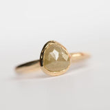 Rustic Yellow Pear Diamond Engagement Ring in Reclaimed Yellow Gold - Unique Earthy Engagement Ring - Yellow Rosecut Diamond ring by Anueva