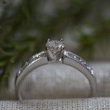 Reclaimed Vintage Diamond Milgrain Engagement Ring -  Channel Set Princess Diamond Band   - Fine Bridal by Anueva Jewelry