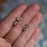salt and pepper rosecut diamond rose recycled galaxy diamond halo gray stud earrings
