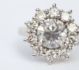 antique style transitional cut grey halo custer antique diamond right hand ring