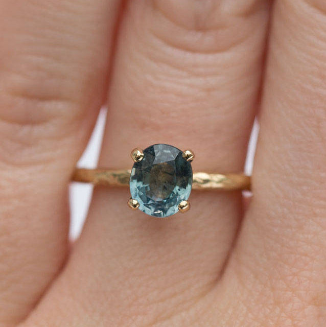evergreen sapphire mermaid green blue sapphire solitaire gemstone engagement ring