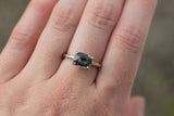 grey cushion spinel recycled gold hand carved grey gemstone engagement ring
