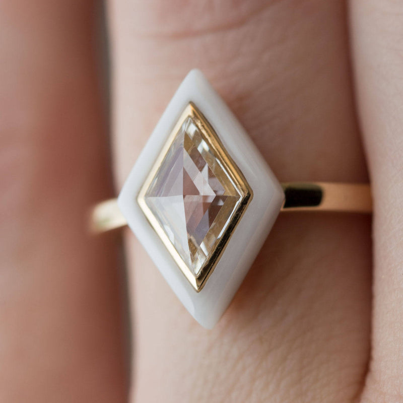 Anueva Jewelry White Onyx Halo Ring