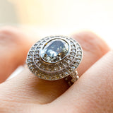 oval grey big double halo diamond 2ct alternative engagement right hand ring