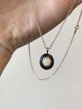 Opal and Black Jade Pendant in 14k Rose Gold, with chain