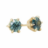 1.01ctw Montana Sapphire stud earrings in 14k Yellow Gold