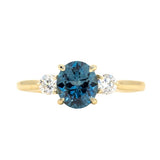 1.54ct Oval Montana Sapphire and Diamond Three Stone Ring in 14k Yellow Gold