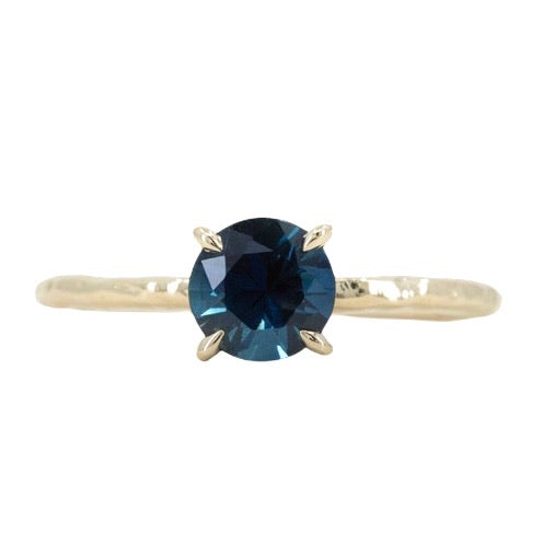 1.03ct Round Blue Australian Sapphire Evergreen Solitaire in 14k Yellow Gold