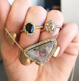 Rose Gold Opal Triangle Diamond Necklace