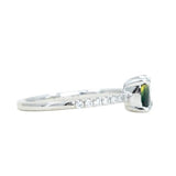 1.17ct Emerald Cut Parti Sapphire and diamonds in 14k White Gold Low Profile side view