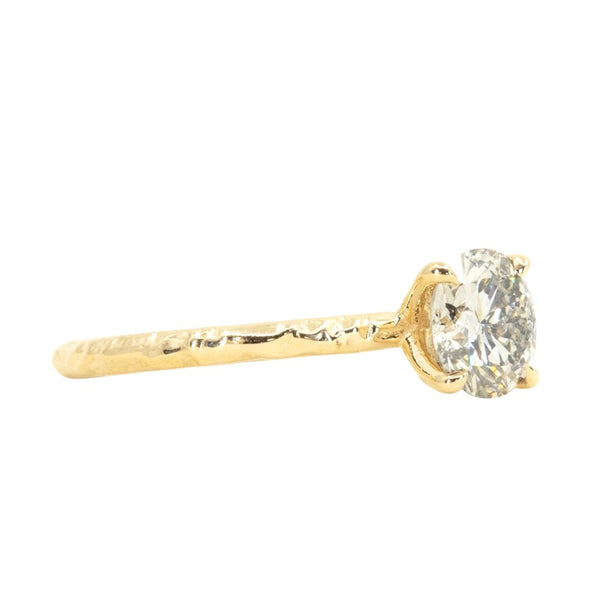 1.11ct Round Salt And Pepper Diamond Evergreen Solitaire in 14k Yellow Gold