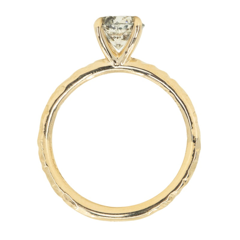 1.10ct Round Salt And Pepper Diamond Evergreen Solitaire in 14k Yellow Gold