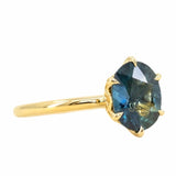 2.67ct Blue Madagascar Sapphire Lotus Six Prong Solitaire in 18k Yellow Gold