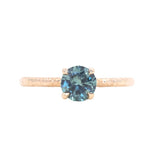 1.01ct Round Blue Montana Sapphire Evergreen Solitaire Ring in 14k Yellow Gold
