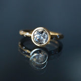 1.71ct Salt and Pepper Diamond in low profile Bezel Setting with Evergreen Embedded Diamonds 14k Yellow