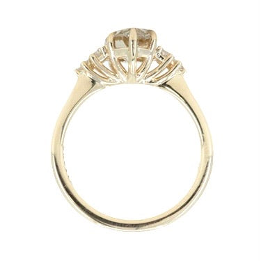 1.49ct Pear Champagne Diamond and White Diamond Cluster ring in 14k Yellow Gold