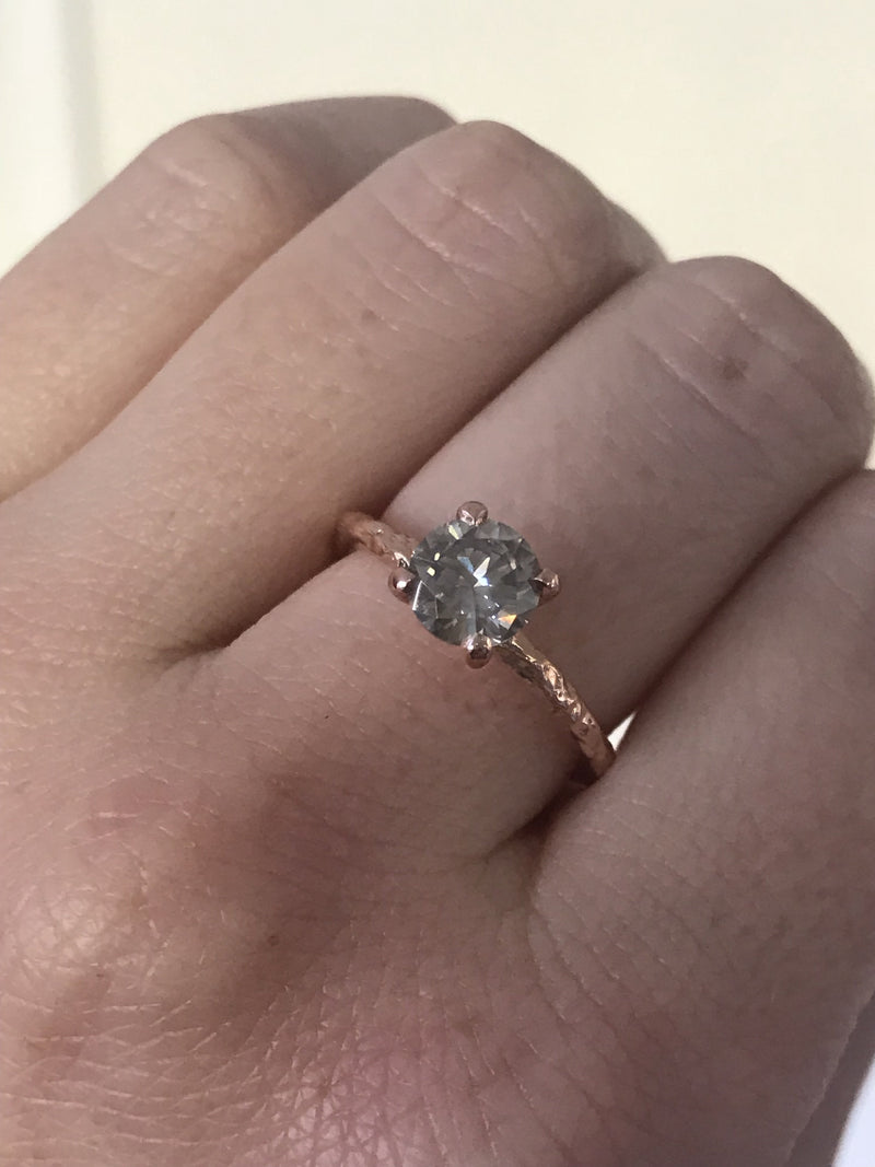 1.02ct Grey-Champagne Diamond Solitaire in 14k Rose Gold Evergreen Solitaire