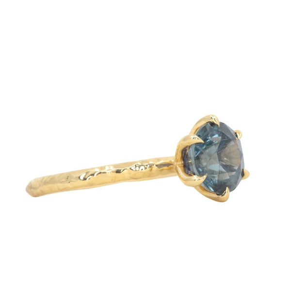 2.54ct Blue Round Madagascar Sapphire Evergreen Six Prong Solitaire in 18k Yellow Gold