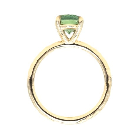 2.23ct Oval Seafoam Montana Sapphire Evergreen Solitaire in 14k Yellow Gold profile
