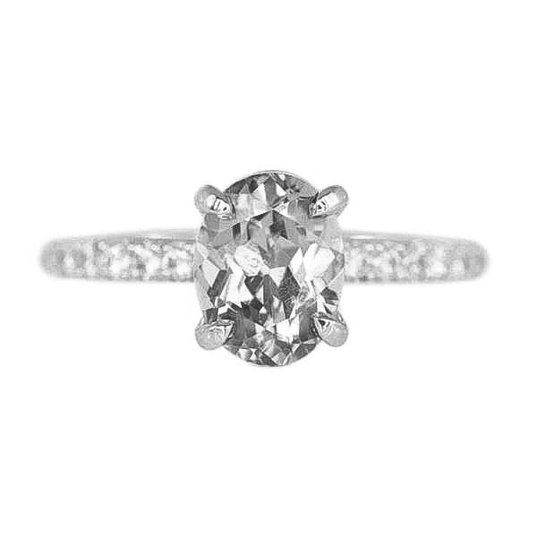4 Prong Solitaire with French Set Diamond Band, Stackable - Setting