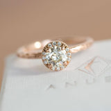 0.60ct Old European Cut Antique Diamond in Rose Gold Halo and Evergreen Band