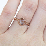 0.74ct Rosecut Peach Montana Sapphire in 6 Prong 14k Rose Gold Low Profile Evergreen Setting